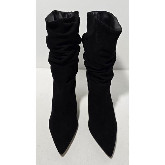 Schutz Ashlee Up Boots Suede Leather Black 9 B Slouchy Stilettos - Picture 2 of 10